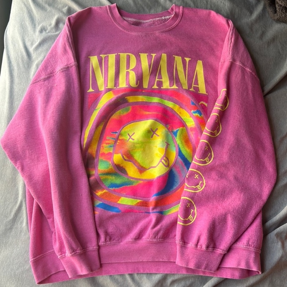 Pink nirvana sweatshirt crewneck urban outfitters